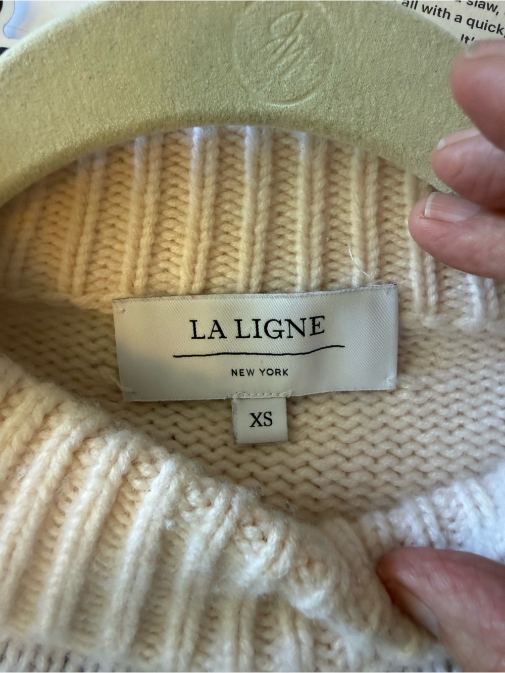 La Ligne Marin Rare Royal Blue & Cream Striped Knit Sweater Cashmere Wool Blend - Picture 3 of 3